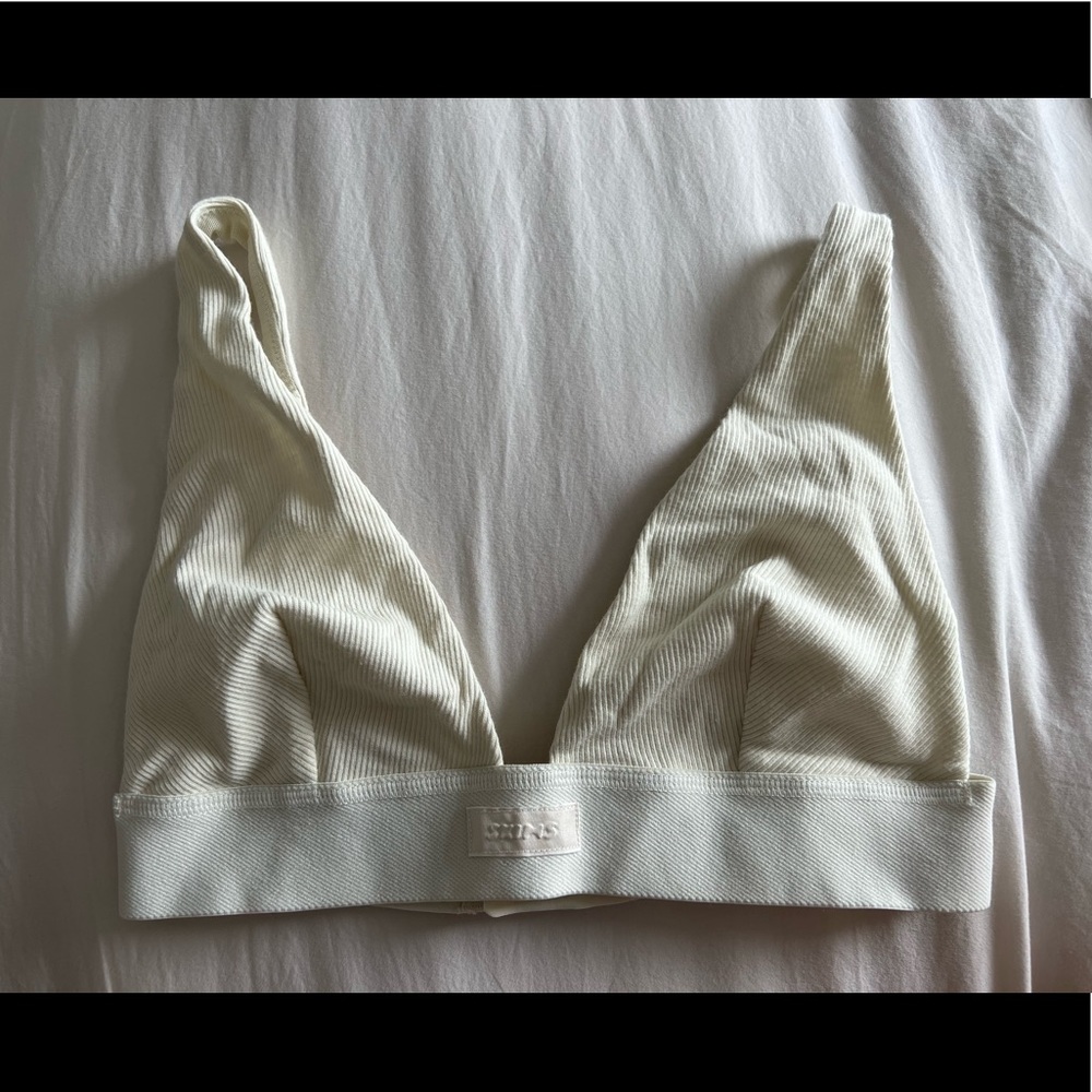 Slime Cotton Plunge Bralette in Bone